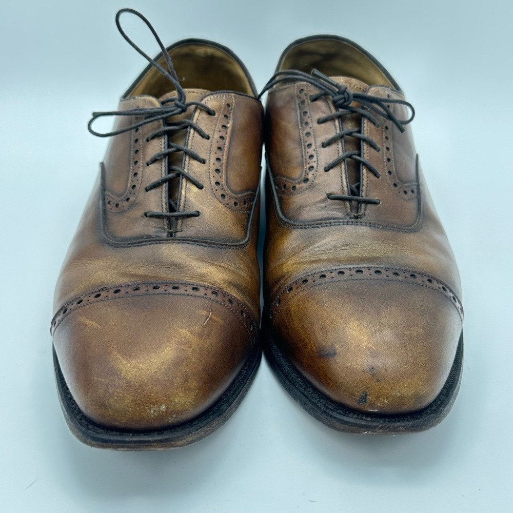 Johnston & Murphy Heritage Mens Brown Leather Cap Toe Brogue Oxford Shoes 10.5 D - Picture 3 of 8
